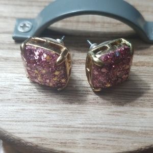 kate spade Pink & Gold Glitter Earrings